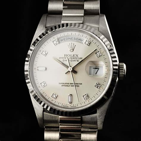 rolex day date 2 white gold diamond|gold rolex with diamond bezel.